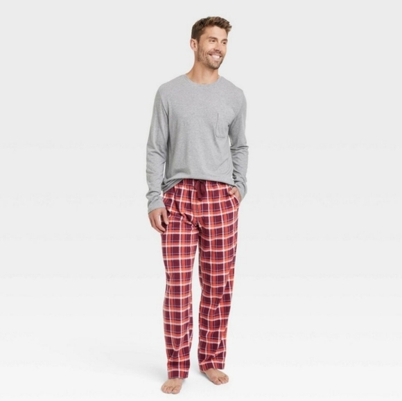 Goodfellow & Co Other - Mens Plaid Microfleece Pajama Set 2pc - Gray/Red